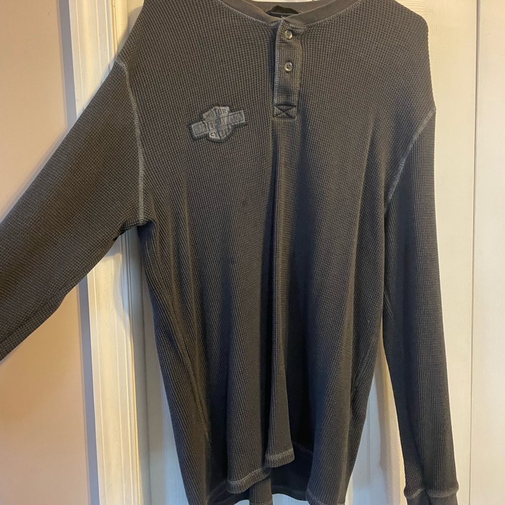 Harley-Davidson Charcoal Waffle Knit Top